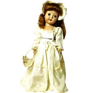 14" Rare 1950's Vintage "Roberta Ann" Hard Plastic Bride Doll (No Basket)